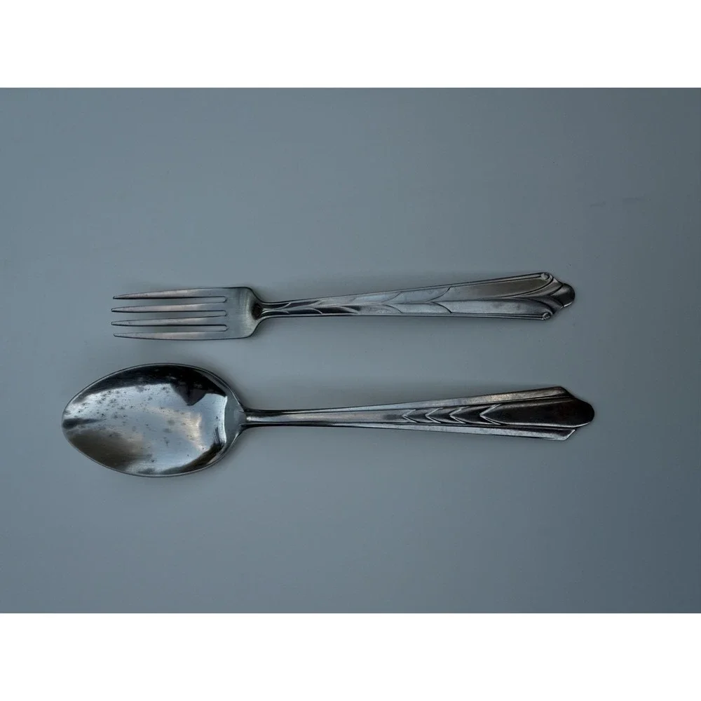 2 ECKO Chevron 18-8 Stainless EKS7 Spoon & Fork VTG Flatware